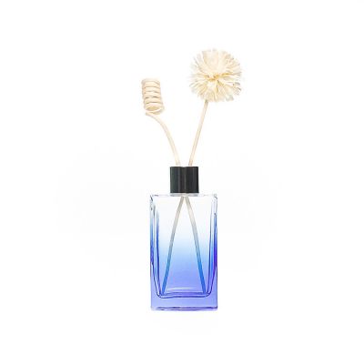 Home Air Freshener 3oz Square Shape Blue Coloured Fragrance Packaging Bottles Aroma Reed Diffuser Bottle 