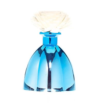 Household Wholesale 250ml 8oz Flower Shaped Metal Blue Coloured Empty Glass Diffuser Bottle 