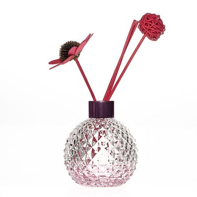 Luxury Design 120ml 4oz Empty Diamond Crystal Colorful Glass Aroma Oil Bottle with Reed Diffuser Flower 