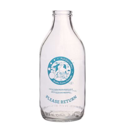 Clip Ceramic Lid Clear Glass Milk Bottle with printing Soybean milk juice bottle milk jar 