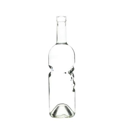 glass round shape wine bottle with lowest price clear empty whiskey bottle 