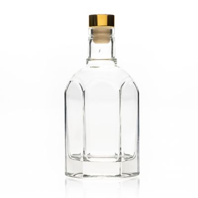 Custom Design Labels 16 oz Crystal Spirit Packaging 500ml Glass Wine Bottle with Cork Stopper