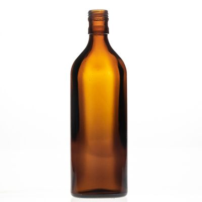 Customized Design 550ml 55cl Flat Square Flint Amber Spirit Whisky Packaging Glass Wine Bottle