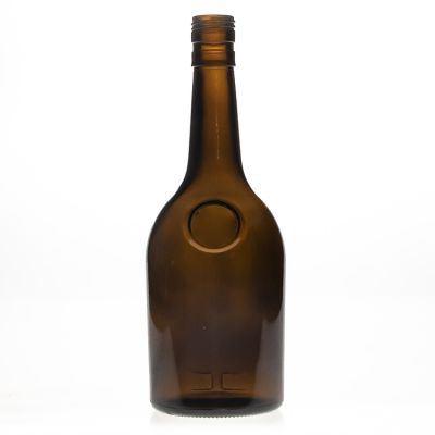 Customized Logo Brand 64cl 22oz Round Empty Spirit Whisky Amber Glass Wine Bottle with Cap