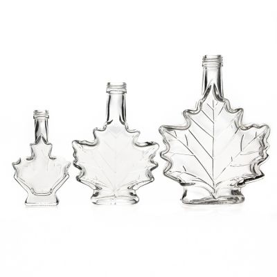 WIne Bottles Manufacturer 250ml 100ml 50ml Small Mini Maple Leaf Shaped Clear Glass Spirit Bottle for Sale 