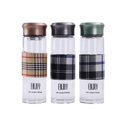 High Borosilicate Glass Bottle Water Tea Bottle With Heat Resistant Sleeve And Stainless Steel Filter