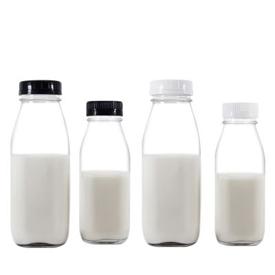 New Design Round Square Clear Milk Glass Bottle With Plastic Tamper Ring lid