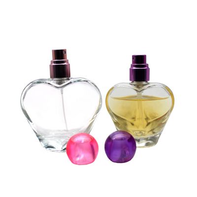 New arrival clear empty heart shaped perfume glass bottle 50ml wholesale