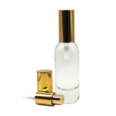 Round clear 40ml empty custom glass perfume bottles with aluminum cap