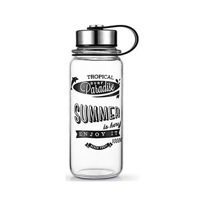 high borosilicate glass sport large size 1L drinking bottle with nylon sleeve