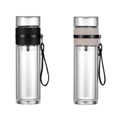 high quality manufacturer two parts cup tea 32 oz glass water bottle with strap