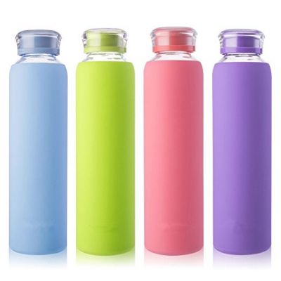Colorful Milk Glass Bottle 700ML Clear Glass Milk Bottle With Silicone Sleeve custom logo