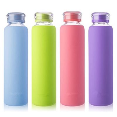 Colorful Milk Glass Bottle 700ML Clear Glass Milk Bottle With Silicone Sleeve custom logo