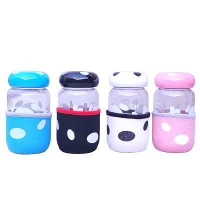High Quality 300ml Mushroom Reusable Drinking Water Glass Bottle With Cloth case