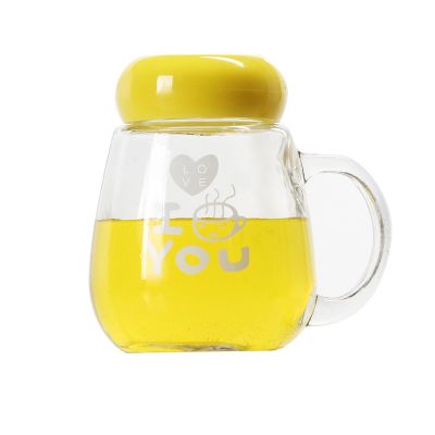  Hot Sell 350ml Portable Flower Tea Drinking Water Glass Bottle With Handle