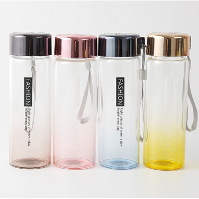 Metal Cap Colour Gradient Glass Water Bottle