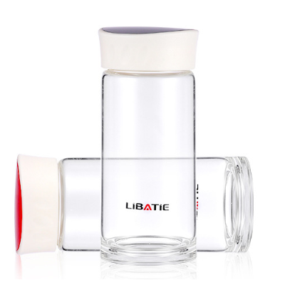 Heat Resistant Borosilicate Glass Water Bottle with Plastic Cap