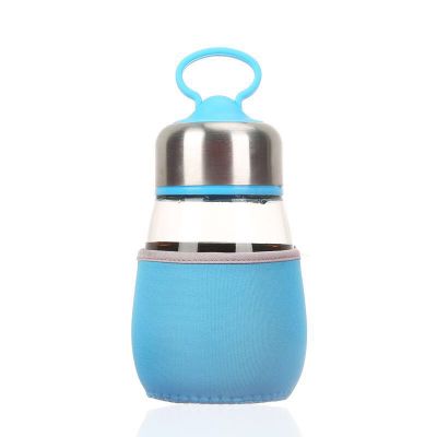 cheap price Factory price 350ml cute Penguin glass water bottle with lid