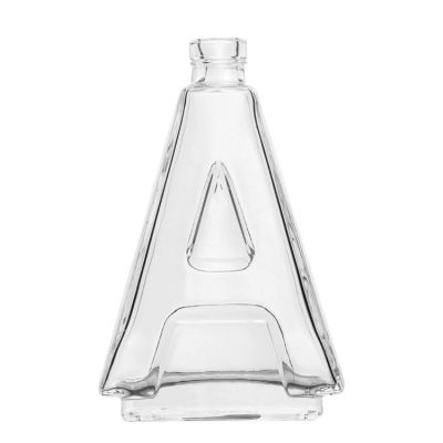 Custom Unique Letter A Shape 100ml 500ml Vodka Whisky Liquor Glass Bottle for Wine