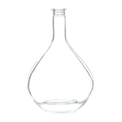 Wholesale 500ml Flat Round Shape glass wine bottle with cork