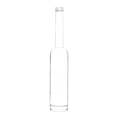 Hot sale round clear 500ml super long neck wine liquor glass bottles screw cap