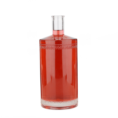 High quality boston round shape big huge empty clear 1l vodka glass bottle cork cap