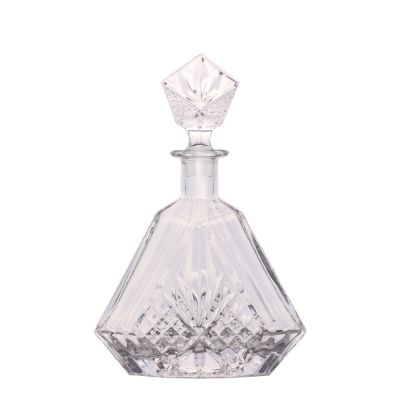 Luxury fancy 700ml retro flat exquisite crystal cognac brandy whisky tequila xo glass bottle
