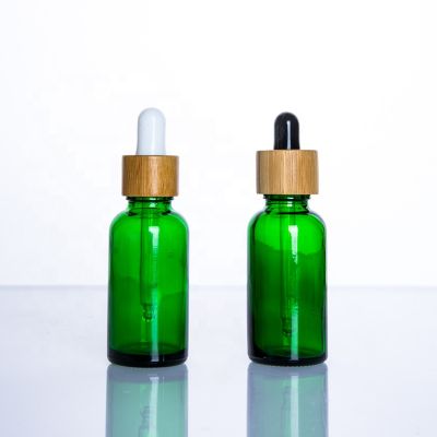 Green Empty Arab Essential Oil Bottle Dropper Glass Bottle for Essential Oils Bamboo Dropper Bottle 30ml Glass