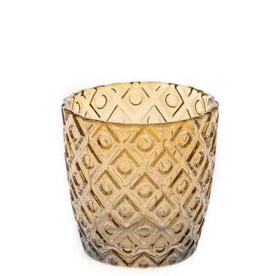 Cup Shaped Light Yellow 180ml Glass Candle Holder 6oz Empty Glass Candle Holder for Wedding