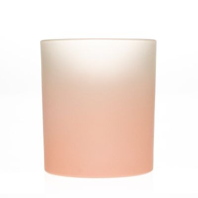 Glass Manufacturer 300ml 10oz Cylinder Short Round Frosted Colorful Glass Candle Jar Holder Wholesale