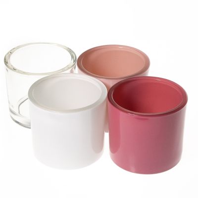 Cheap Factory Price 260ml Cylinder Round Glass Candle Jar White Color Clear Glass Candle Holder for Sale