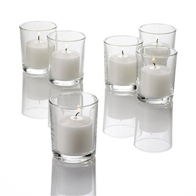 Custom Logo Printed Design Round Votive Holders Clear Glass Candle jar