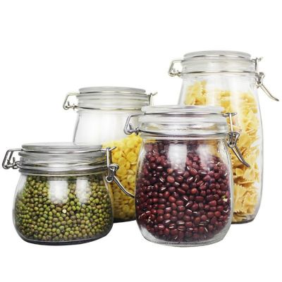 180ml 500ml 700ml 1.5L kitchen round weck food storage jar glass with clamp flip top