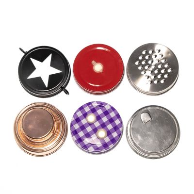 Customer Design Screen Printed Coloured Tin Metal lids Cap for Glass Mason jars