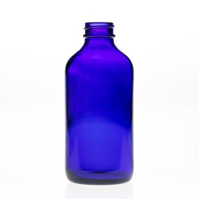 Pharmaceutical Bottle Suppliers 250 ml Empty Blue 8 oz Boston Round Glass Bottle with Bakelite Cap