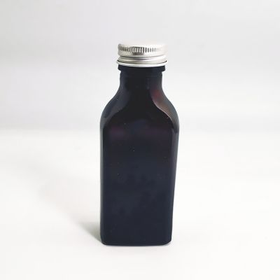 70ml Food Grade Dark Amber Flat Square Pharmaceutical oral liquid Glass Bottle with Aluminum lid