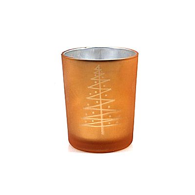 Small Frosted With Electroplating Glass Decorative Christmas Candle Holder 