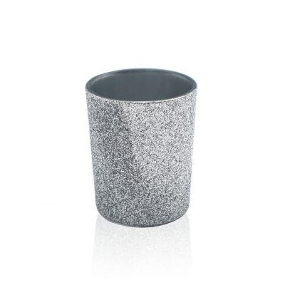 Decorative Use Silver Glitter Glass Votive Candle Holders