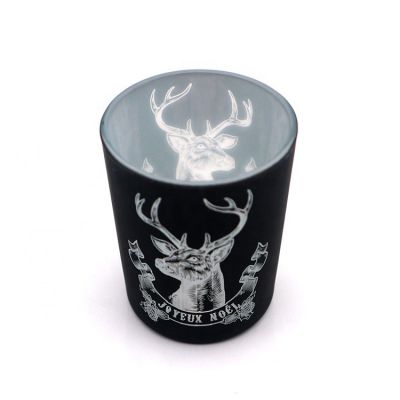 Elk printing christmas glass votive candle holder for christmas gift