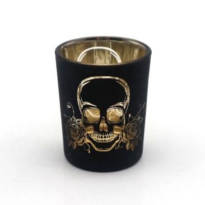 wholesale matte black electroplated glass votive candle holder