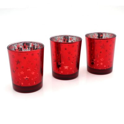 Electroplating Mercury red glass votive candle holder for wedding decoration