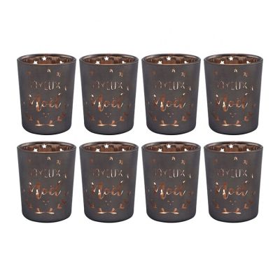 Unique dark grey christmas electroplated tealight glass candle holder