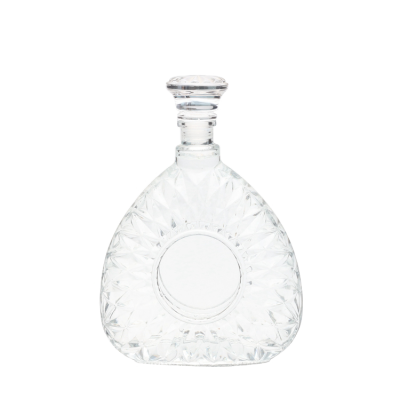Wholesale 700ml custom high grade glass brandy xo wine whiskey bottle with glass cork
