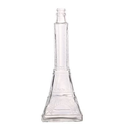 Wholesale Eiffel Tower unique shaped 500ml custom liquor wine bottles flint glass for sale