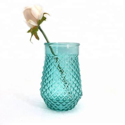 Wide mouth glass flower vase for decoration