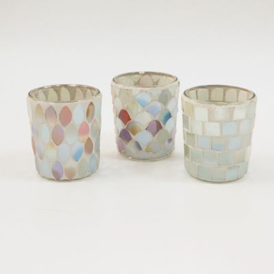 Mosaic 3sets Glass Votive Candle Holder Glass Tealight Candle Holder