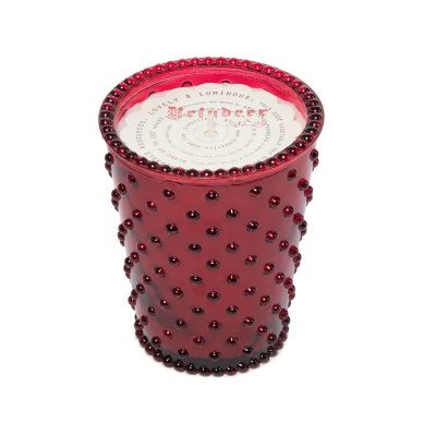 Hot Sale 16oz Red Coloured Hobnail Emboss Glass Candle Candle Jar