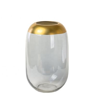 Nordic Golden Edge Rim Hydroponic Home Decor Electroplating Flower Pot Glass Cylinder Vase