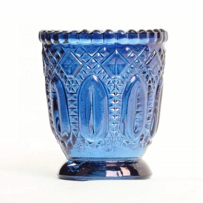 Wholesale Vintage Glass Votive Candle Holders Cobalt Blue Glass Candle Holders