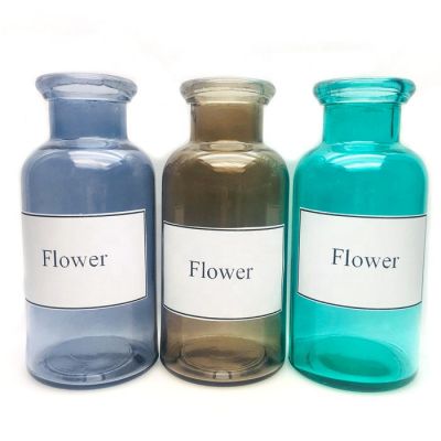 Home decoration custom logo glass vase for flowers